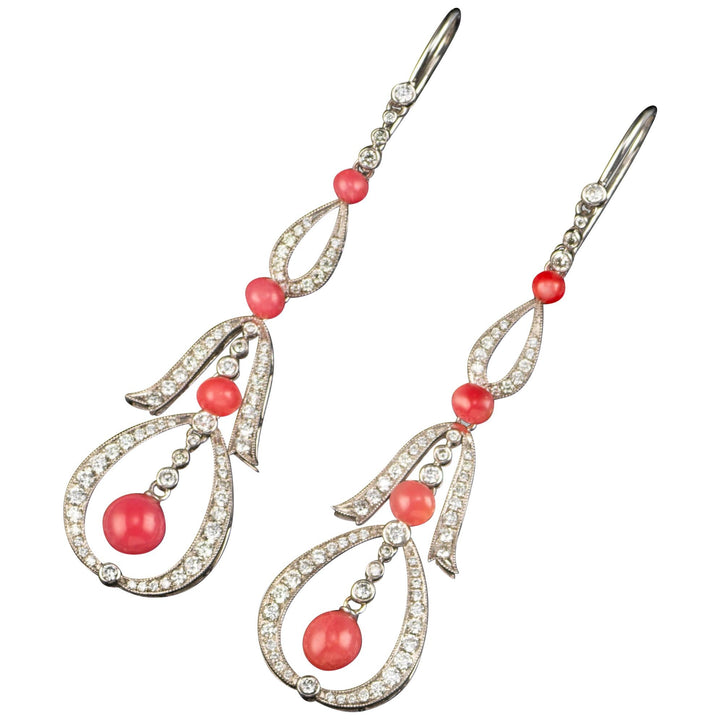 Conch Pearl Diamond 18K White Gold Earrings