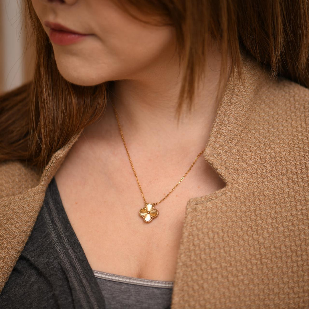 Preloved Van Cleef Vintage Alhambra Guilloché 18K Yellow Gold Pendant Necklace