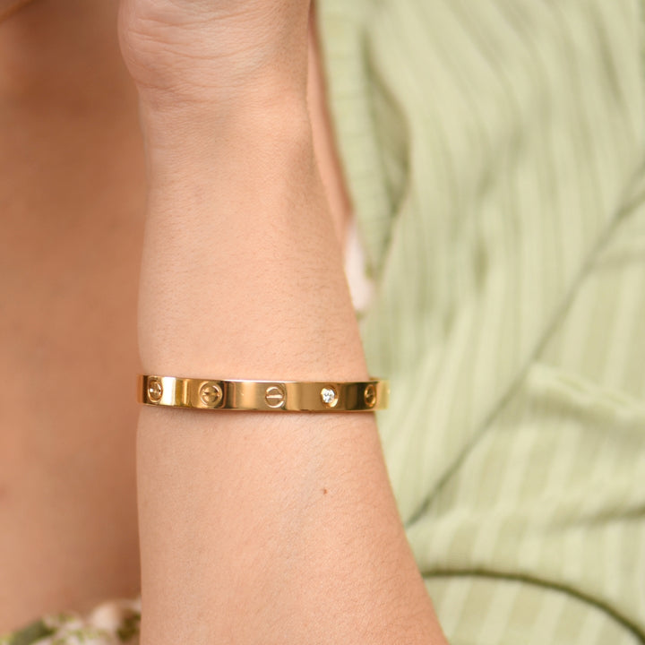Preloved Cartier Love 1 Diamond Yellow Gold Cuff Bracelet