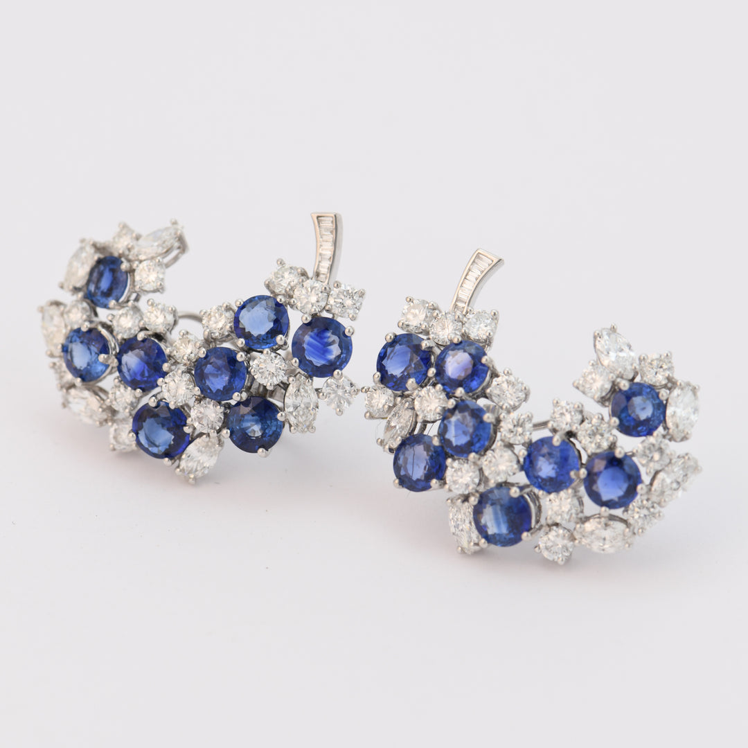 Second hand Sapphire Diamond 18K White Gold Earrings