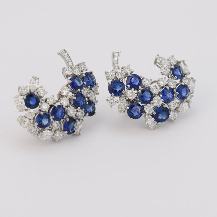 Sapphire Diamond 18K White Gold Earrings