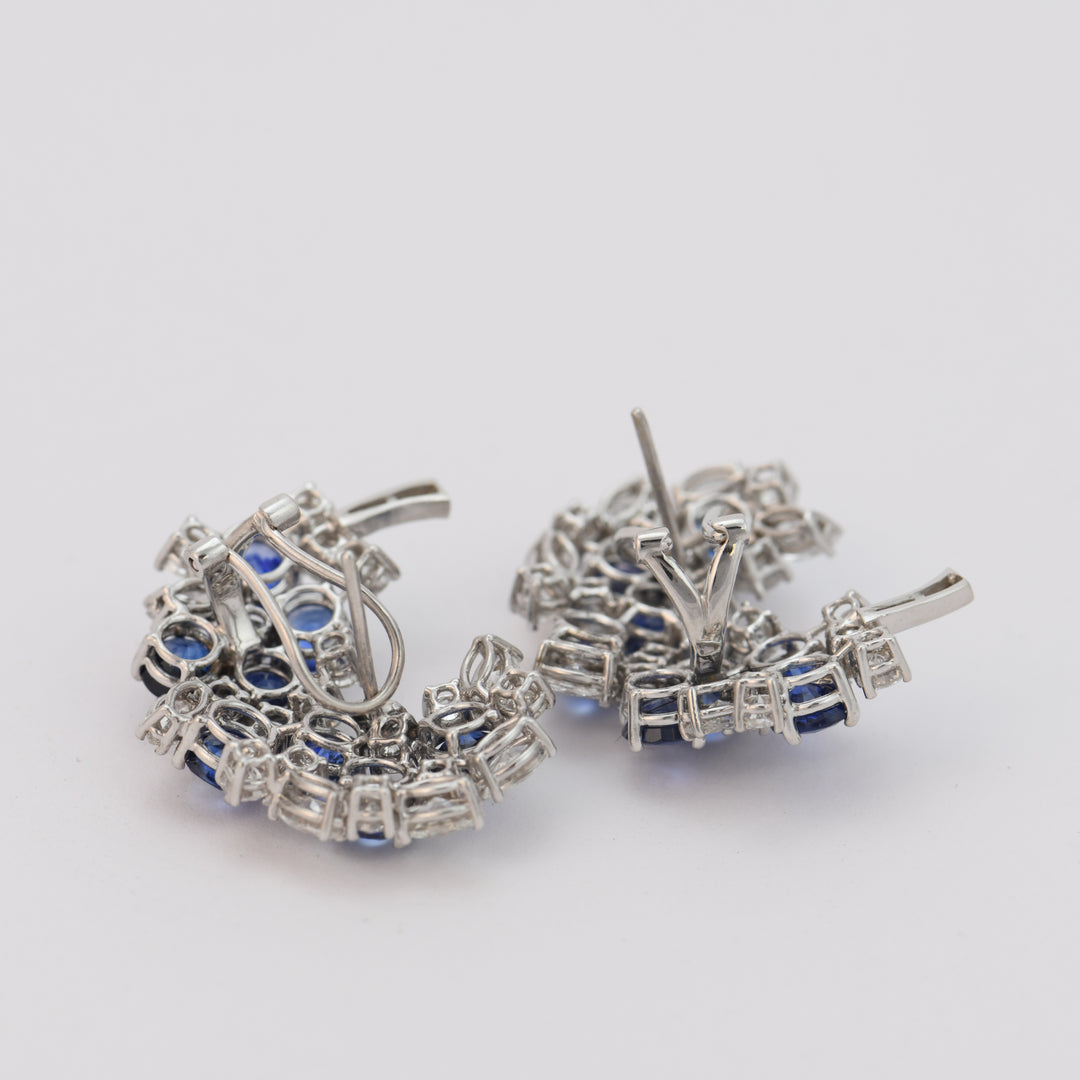 Sapphire Diamond 18K White Gold Earrings