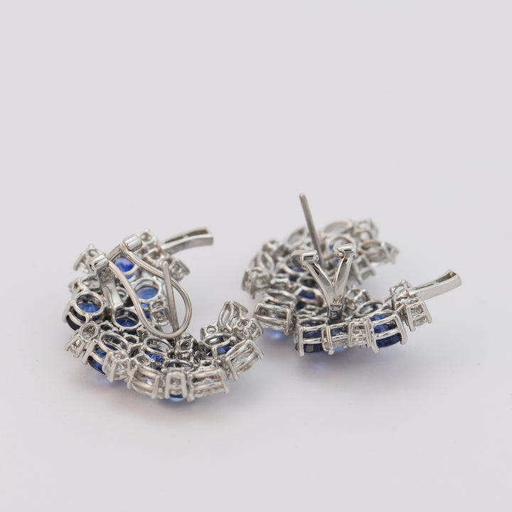 Sapphire Diamond 18K White Gold Earrings
