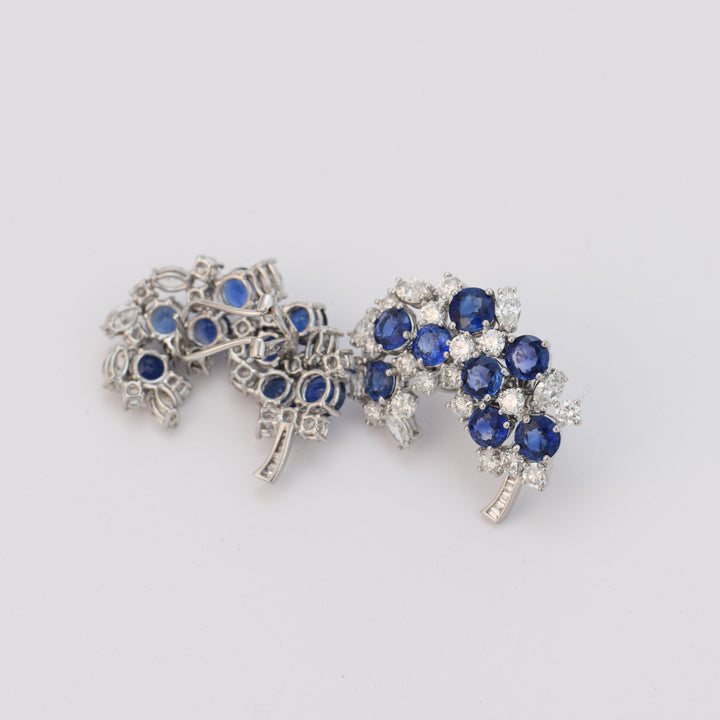 Sapphire Diamond 18K White Gold Earrings