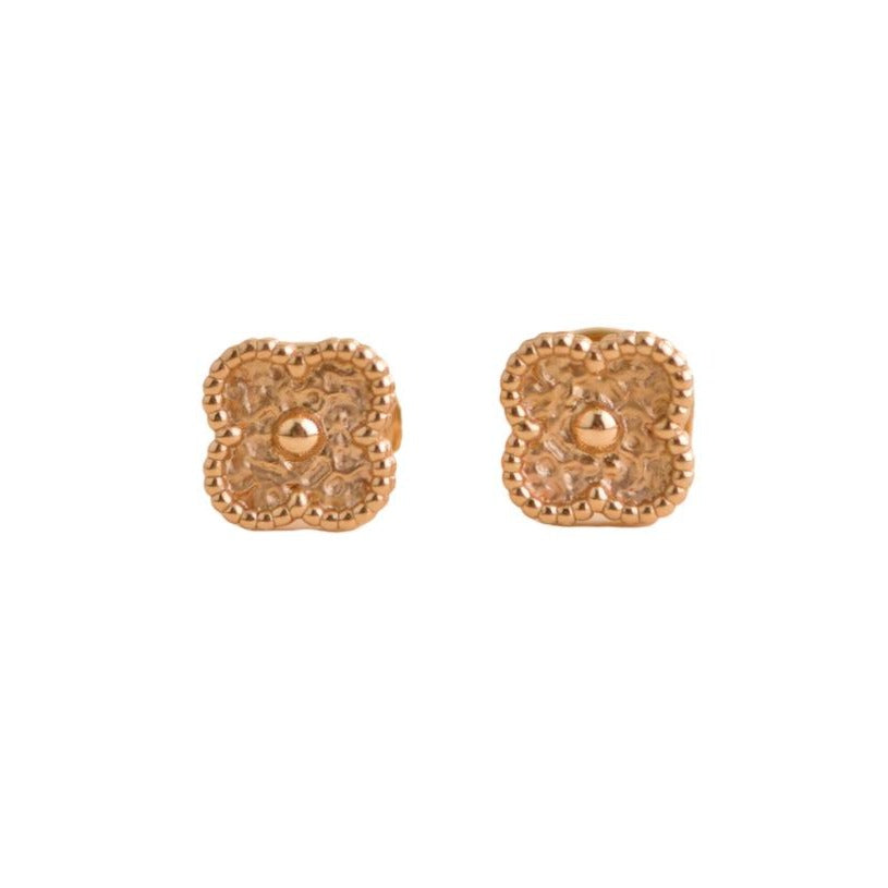 Van Cleef Arpels Sweet Alhambra Hammered Rose Gold Earstuds