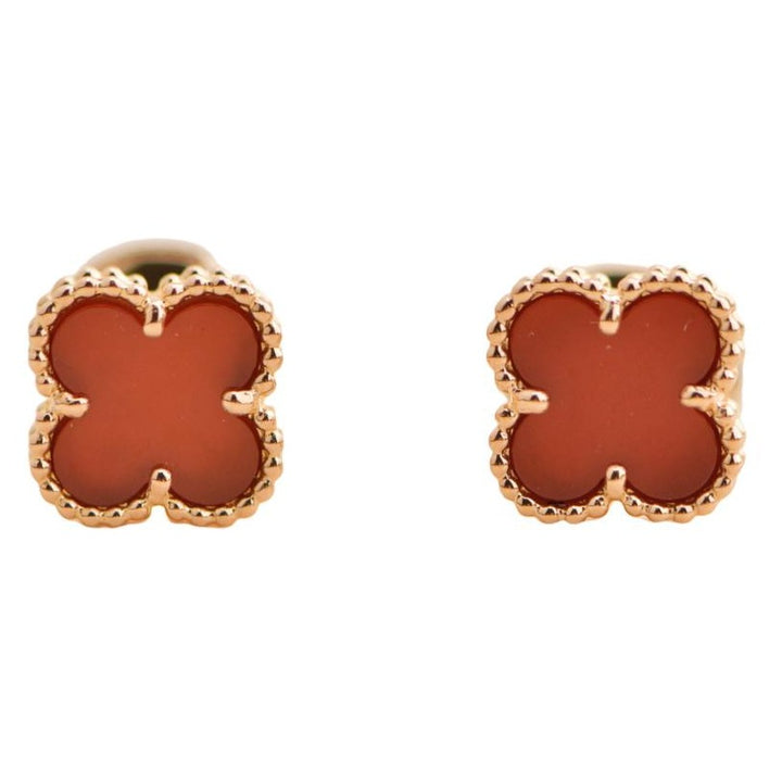 Preloved Van Cleef & Arpels Sweet Alhambra Carnelian 18K Rose Gold Earstuds