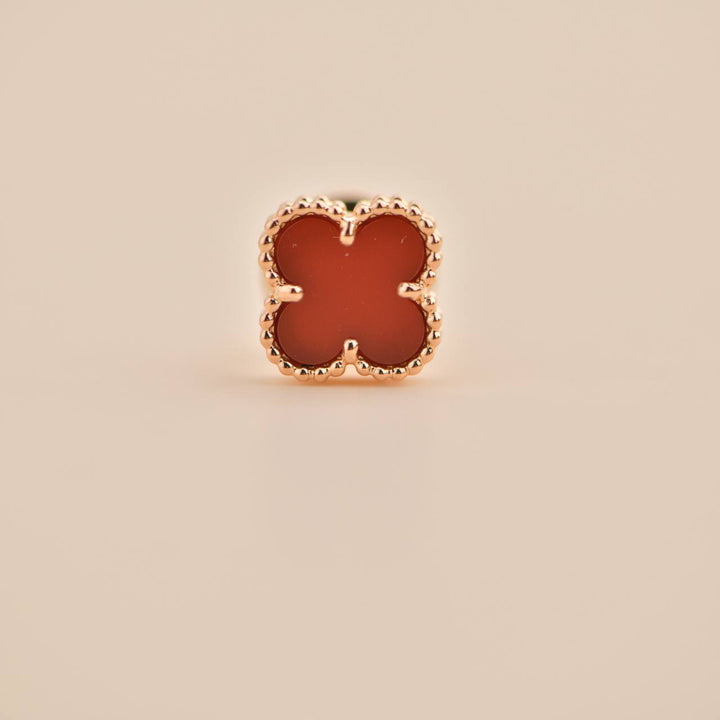 Preloved VCA Sweet Alhambra Carnelian 18K Rose Gold Earstuds