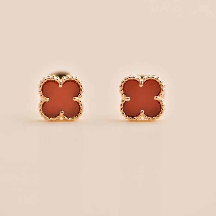 Second hand Van Cleef Sweet Alhambra Carnelian 18K Rose Gold Earstuds
