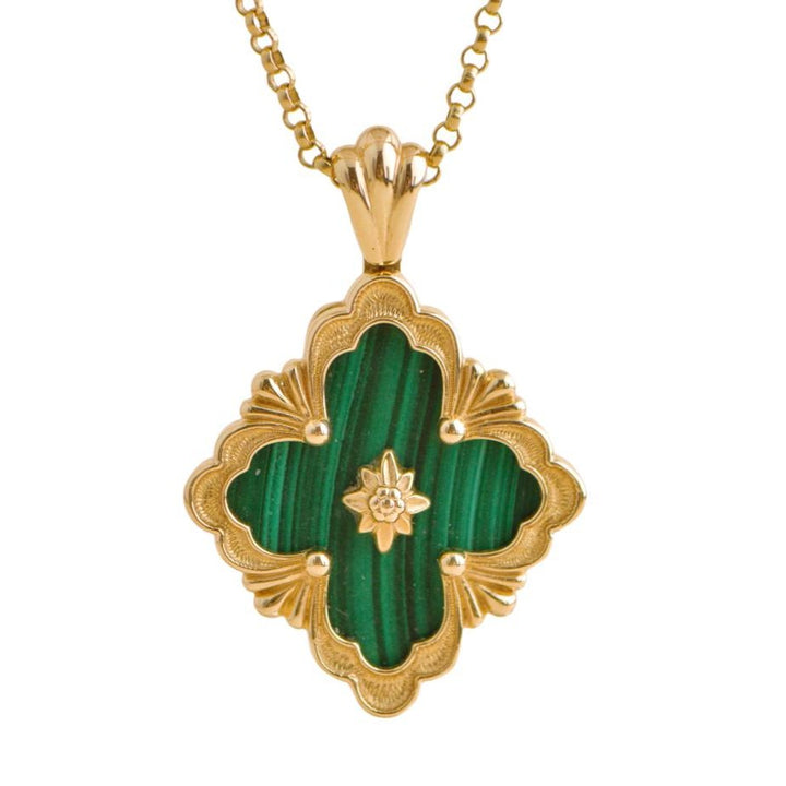 Preloved Buccellati Opera Tulle Malachite 18K Yellow  Gold Pendant Necklace