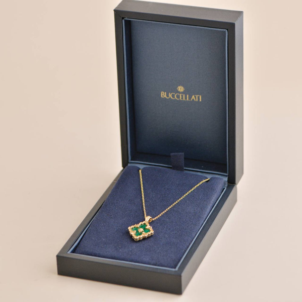 Preowned Buccellati Opera Tulle Malachite 18K Yellow  Gold Pendant Necklace
