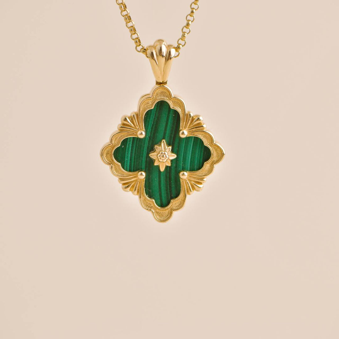 Second Hand Buccellati Opera Tulle Malachite 18K Yellow Gold Pendant Necklace
