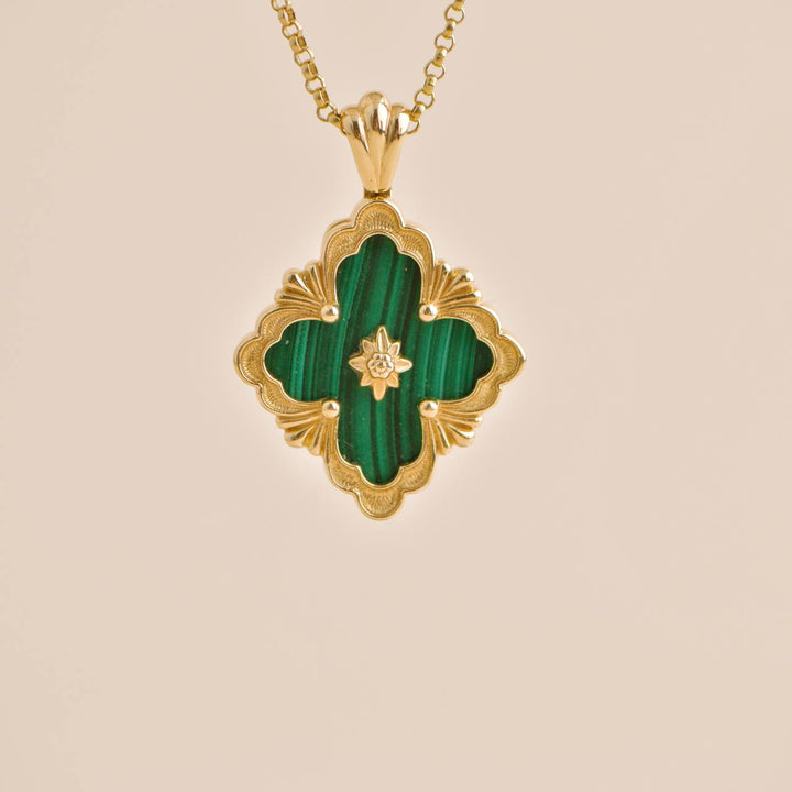 Second Hand Buccellati Opera Tulle Malachite 18K Yellow Gold Pendant Necklace