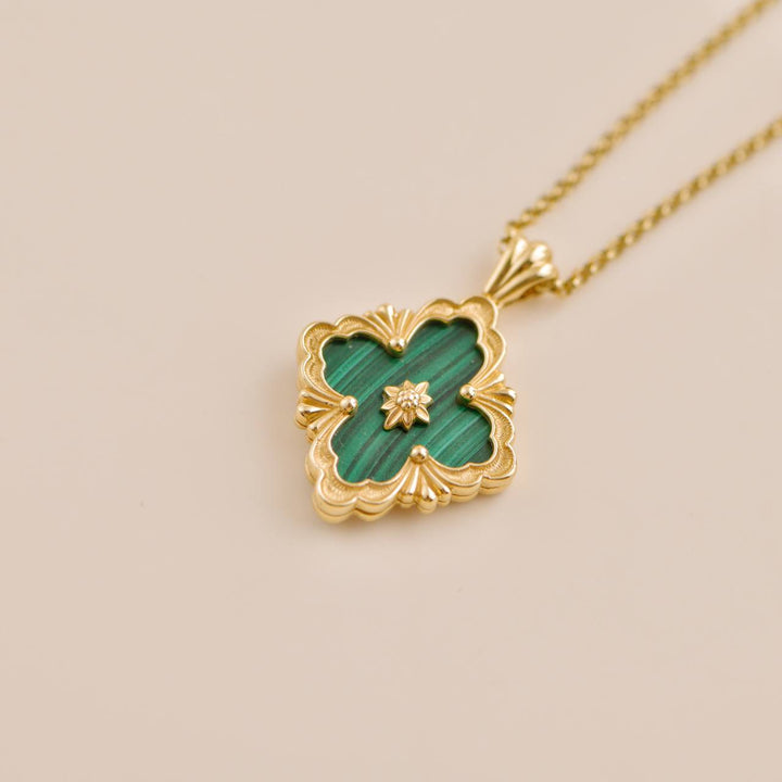 Preowned Buccellati Opera Tulle Malachite Yellow Gold Pendant Necklace
