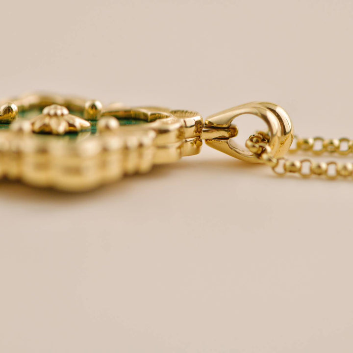 Preloved Buccellati Opera Tulle Malachite 18K Yellow Gold Pendant Necklace