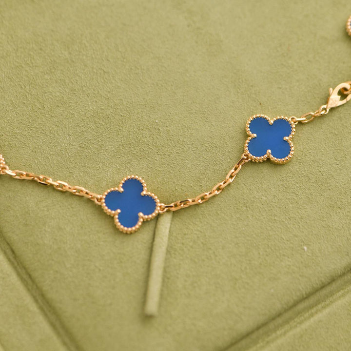 Van Cleef & Arpels Yellow Gold Blue Agate  Necklace