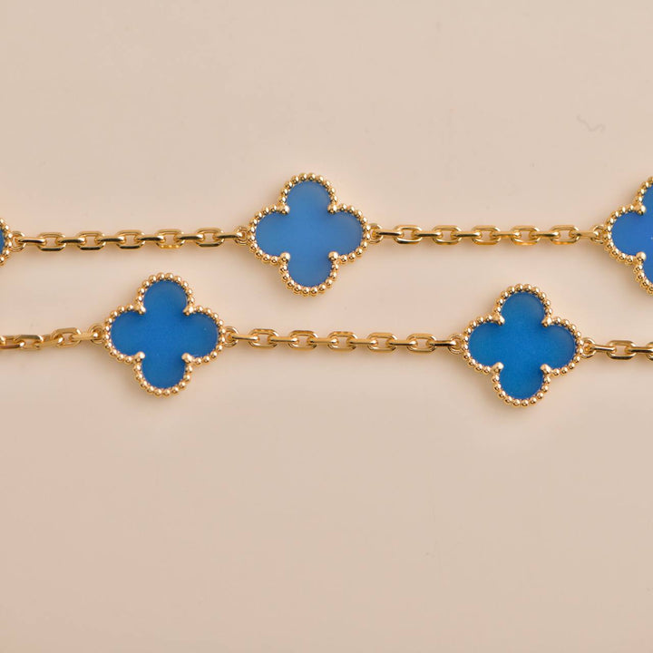 Van Cleef & Arpels Yellow Gold Blue Agate Necklace Preowned