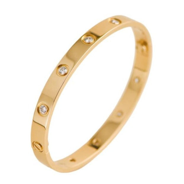 Preloved Cartier Love 10 Diamond 18K Yellow Gold Bracelet Size 17