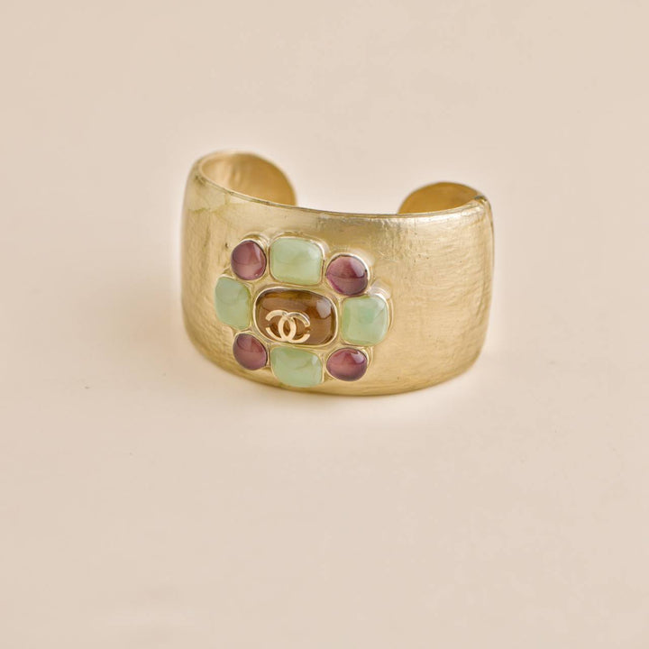 Preloved Chanel Multi Colour Glass Gripoix Cuff Bracelet