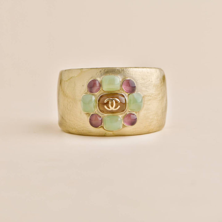Second Hand Chanel Multi Colour Glass Gripoix Cuff Bracelet