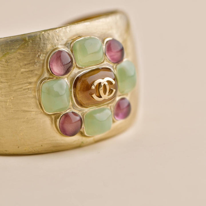 Used Chanel Multi Colour Glass Gripoix Cuff Bracelet