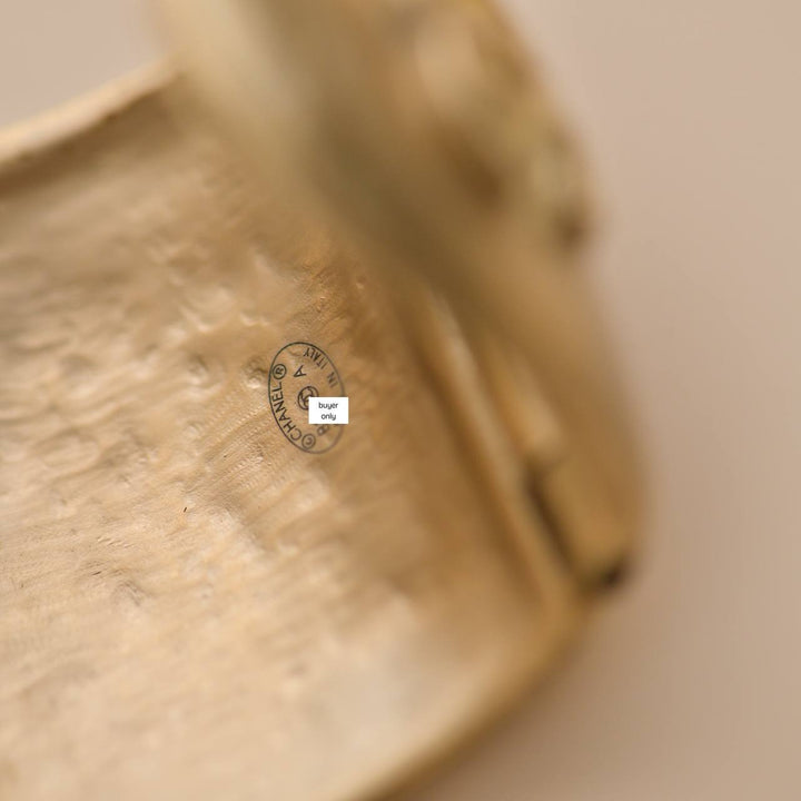 Preloved Chanel Gold Tone Multi Colour Glass Gripoix Cuff Bracelet