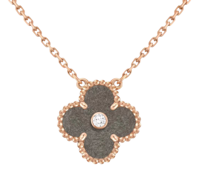 Van Cleef & Arpels Vintage Alhambra Silver Obsidian 2023 Holiday Necklace