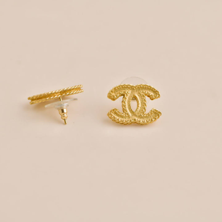 Preloved Chanel Gold Tone CC Stud Earrings