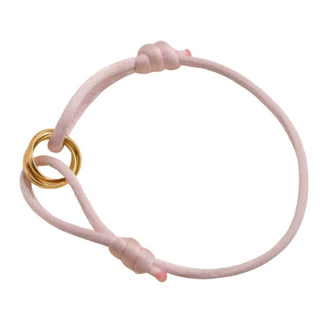 Cartier 18K Yellow Gold Trinity Pink Silk Cord Bracelet