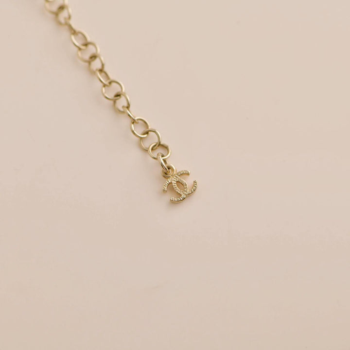 Preowned Chanel CC Double Glass Faux Pearls Chain Long Necklace