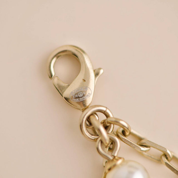 Second Hand Chanel CC Double Glass Faux Pearls Chain Long Necklace