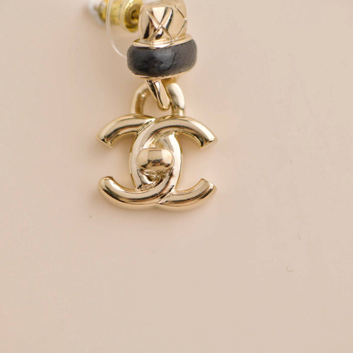 Used Chanel CC Turn Lock Pendant Dangle Earrings