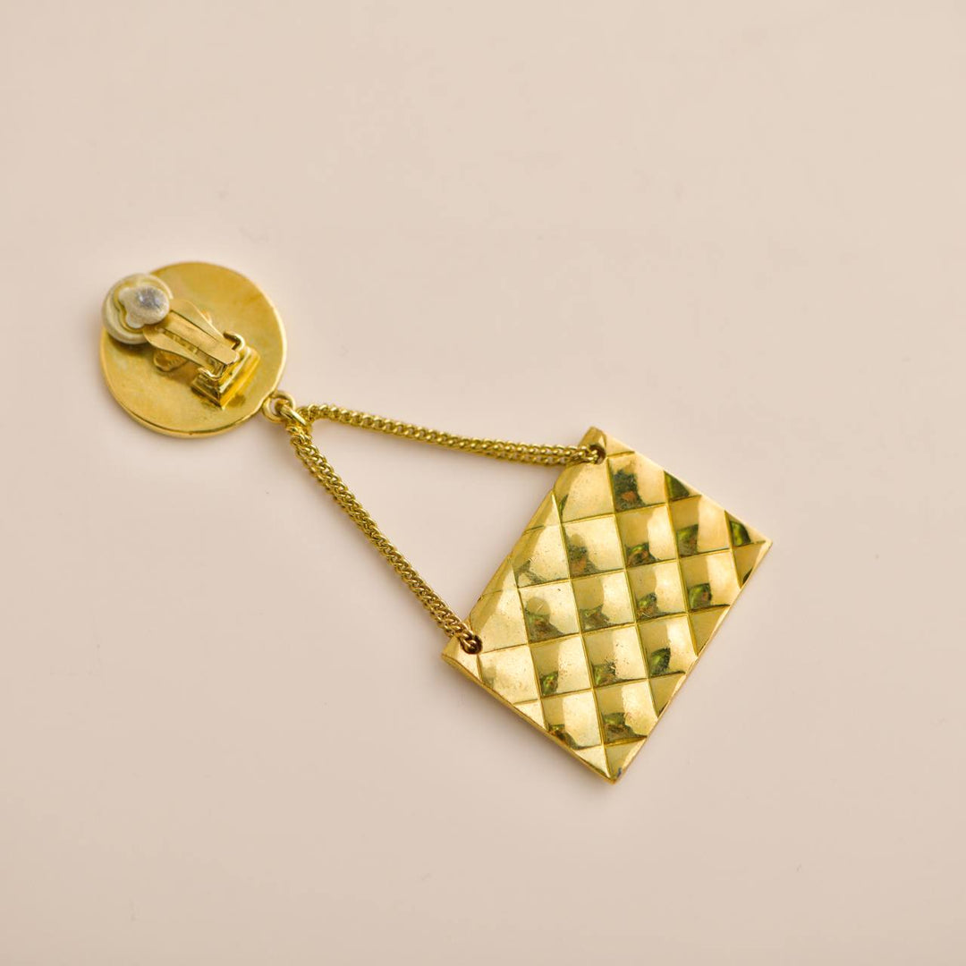 Second Hand Chanel CC Coin Quilted Flap Bag Drop Earrings