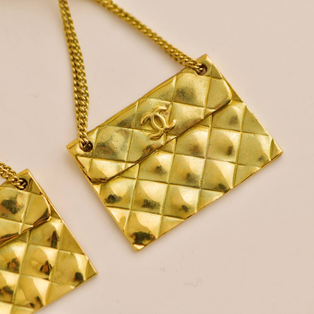 Preloved Chanel CC Coin Quilted Bag Drop Earrings