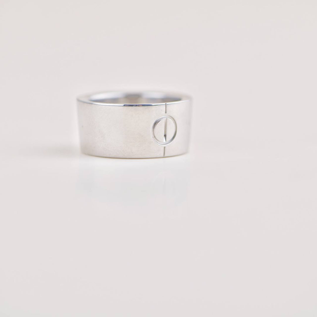 Second Hand Cartier Love Wide 18K White Gold Ring Size 53