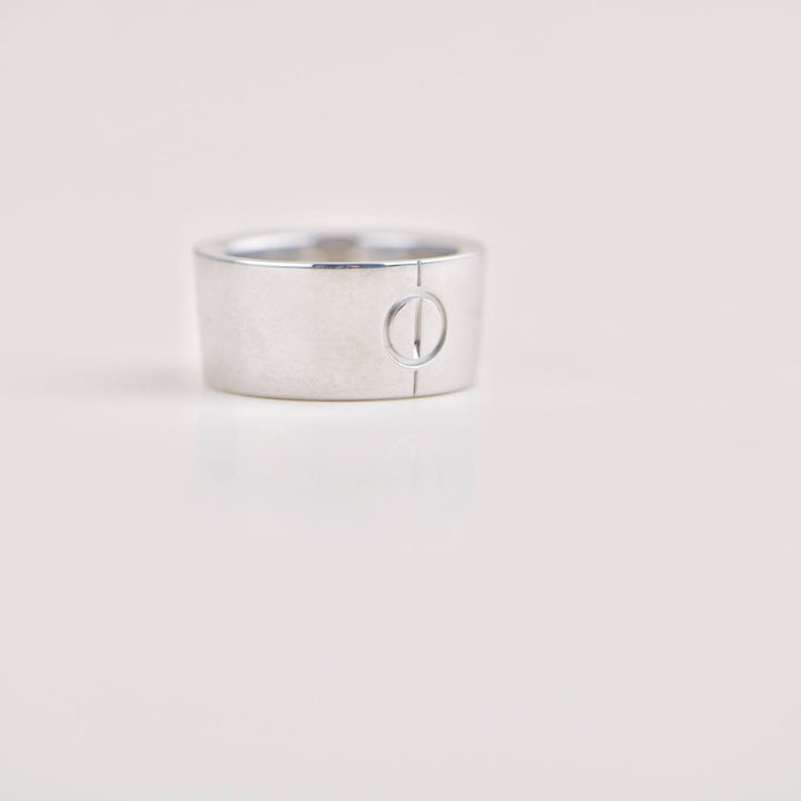 Second Hand Cartier Love Wide 18K White Gold Ring Size 53