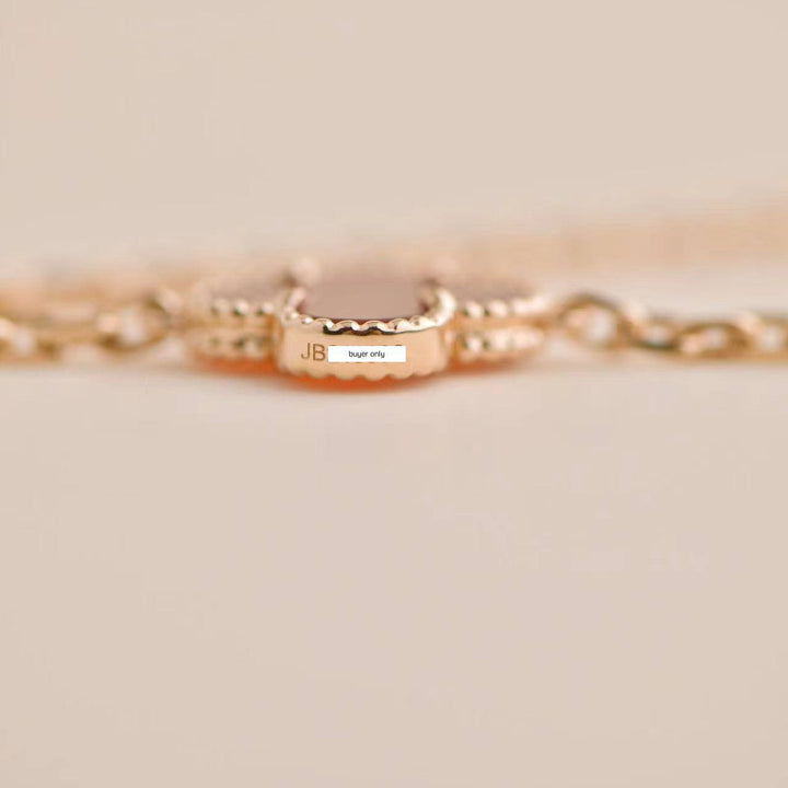 Preloved Van Cleef & Arpels VIP Limited Custom Made Rose Gold Alhambra Lucky Byzantine Necklace