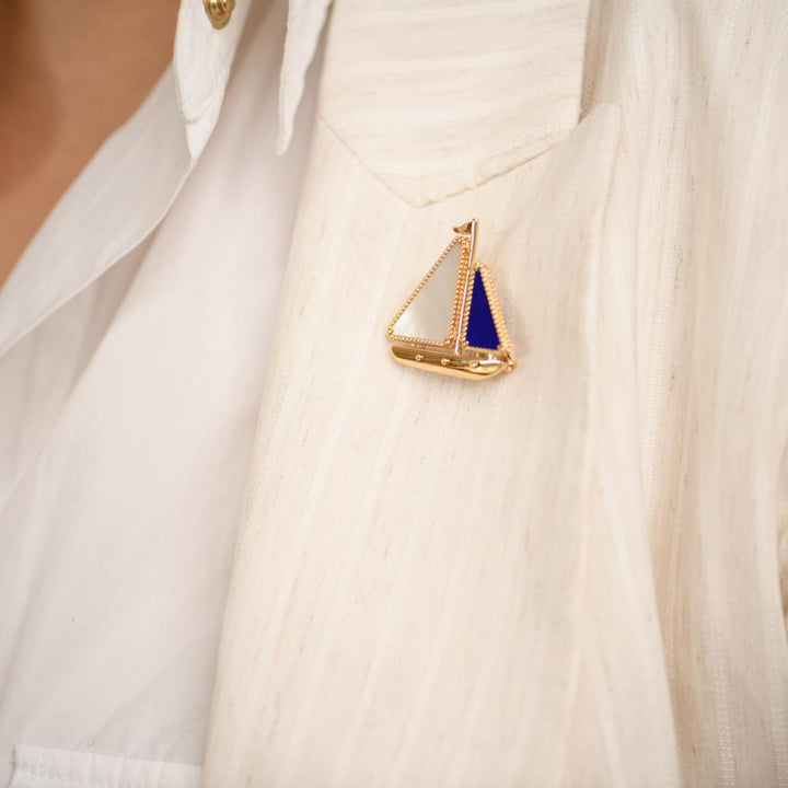 Preloved VCA Lapis Lazuli Mother of pearl Lucky Summer Boat clip