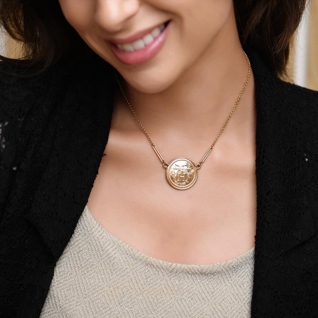 Preowned Hermès 18K Rose Gold Coin Pendant Necklace