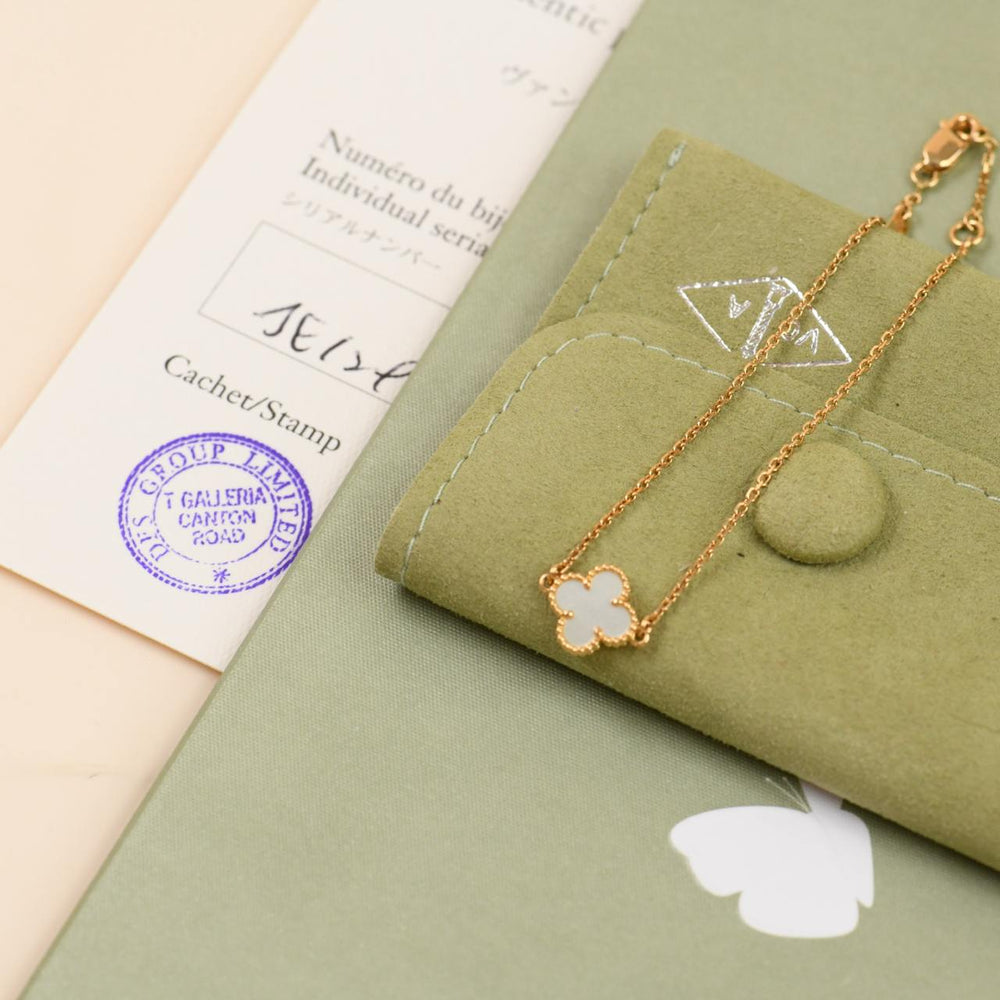 Preowned Van Cleef & Arpels Sweet Alhambra Mother of Pearl Yellow Gold Bracelet