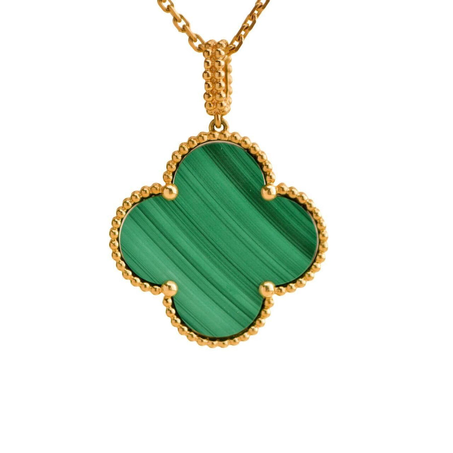 Preloved Van Cleef & Arpels Magic Alhambra Malachite 18K Yellow Gold Necklace
