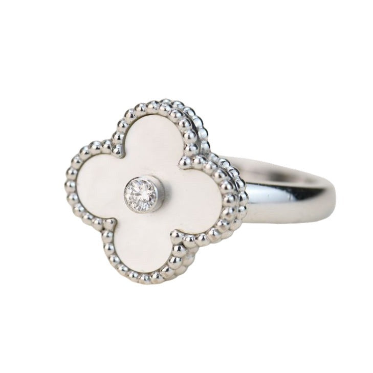 Van Cleef Arpels Vintage Alhambra Diamond MOP White Gold Ring