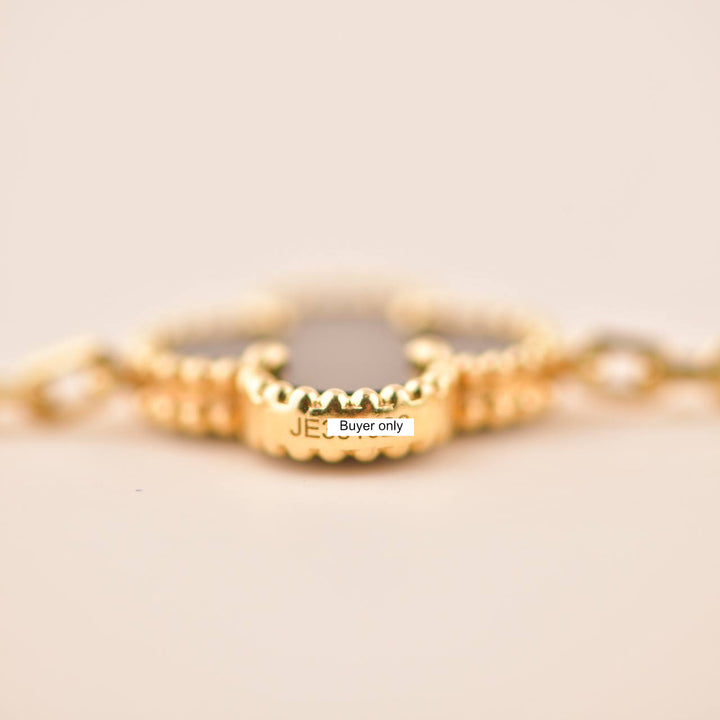 Van Cleef & Arpels Black Onyx Vintage Alhambra Yellow Gold Bracelet