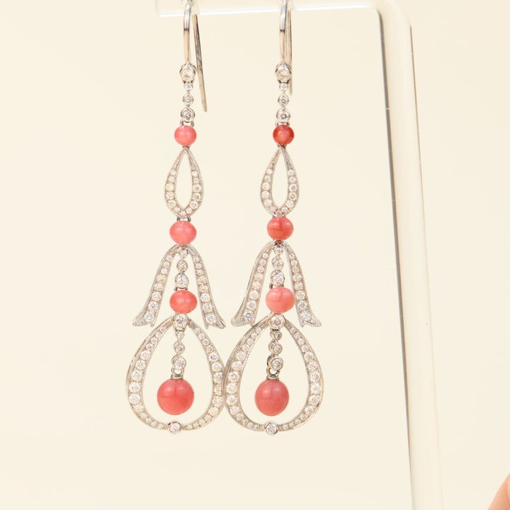 Conch Pearl Diamond 18K White Gold Earrings