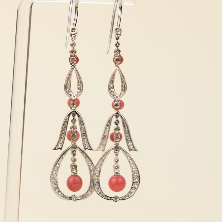 Conch Pearl Diamond 18K White Gold Earrings