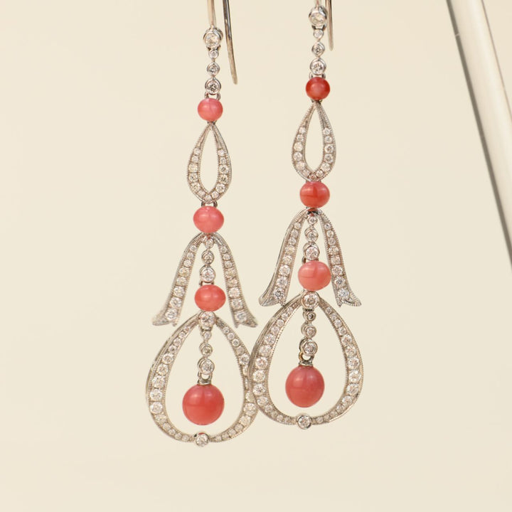 Conch Pearl Diamond 18K White Gold Earrings