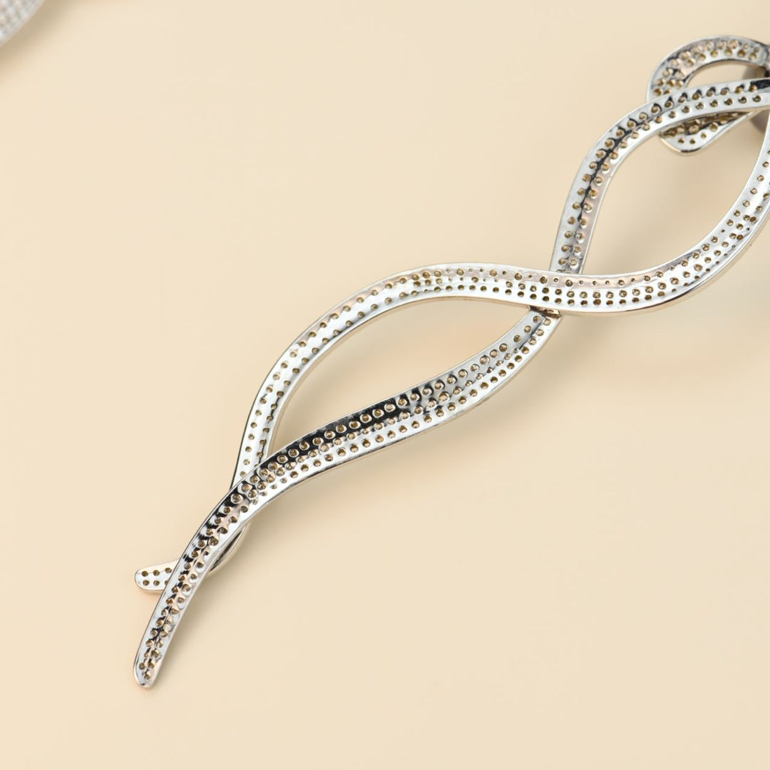 Diamond Pearl 18K White Gold Long Bow Earrings