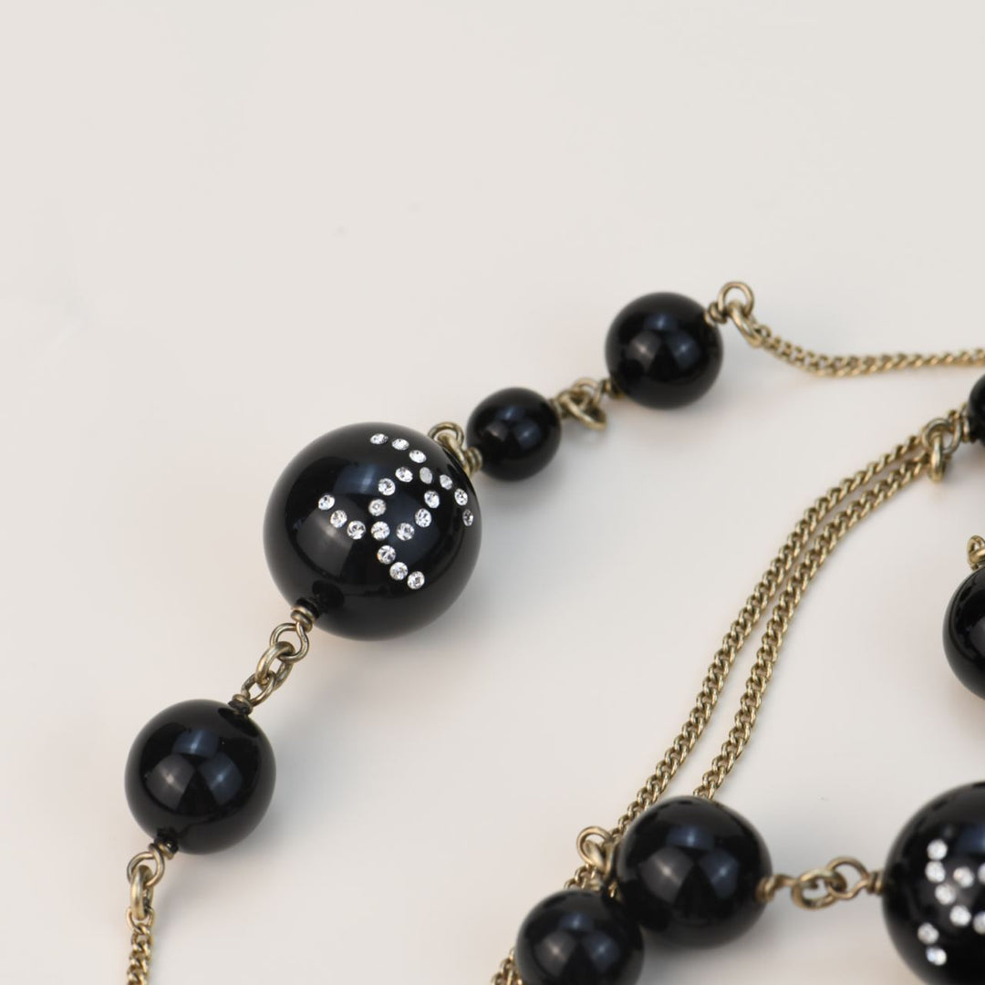 Preloved Chanel CC Black Beads Chain Necklace