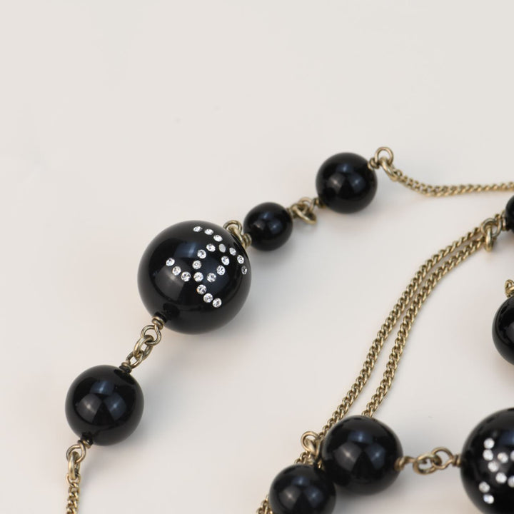 Preloved Chanel CC Black Beads Chain Necklace