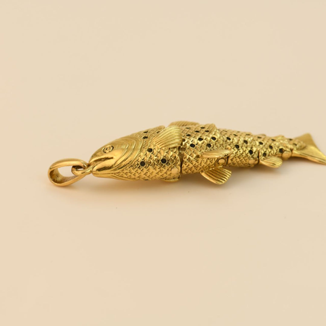 Early 20th century French Antiques 18K Yellow Gold Fish Pendant