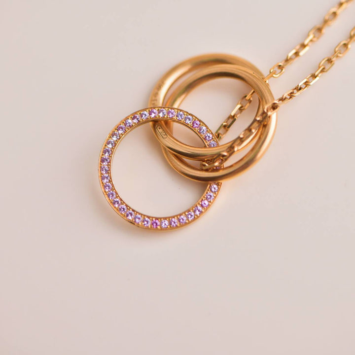 Cartier Rose Gold Pink Sapphire Trinity Pendant Necklace